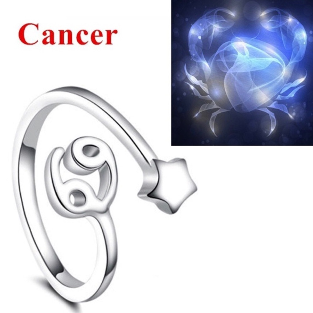 Cancer Zodiac Sign & Star Ring